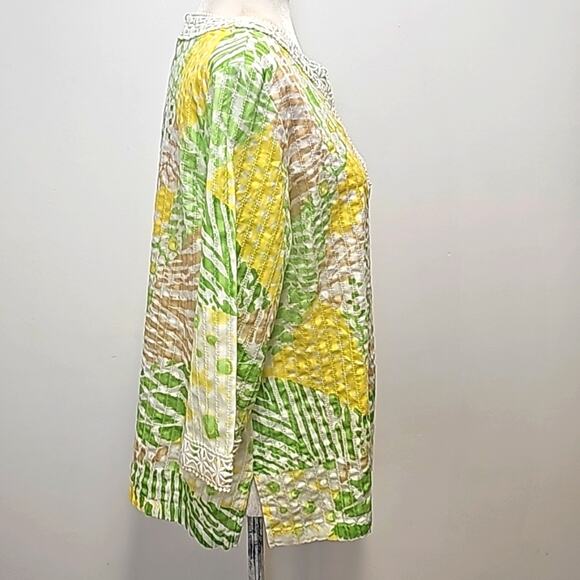 Alfred Dunner Petite Womens Embroidered Neck 3/4 Sleeve 100% Cotton Top Size 16P - Picture 8 of 11